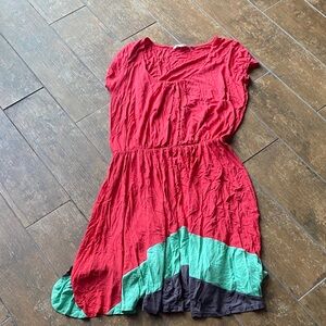 Boden Knit Dress with Crew Neck. Color blocked skirt. Size 14A. Some wash/wear.